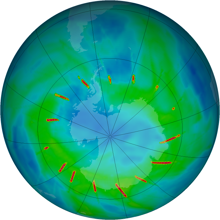 Antarctic ozone map for 11 April 2010